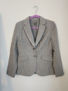 Ann Taylor Light Gray Women's Two-Button Tailored Blazer